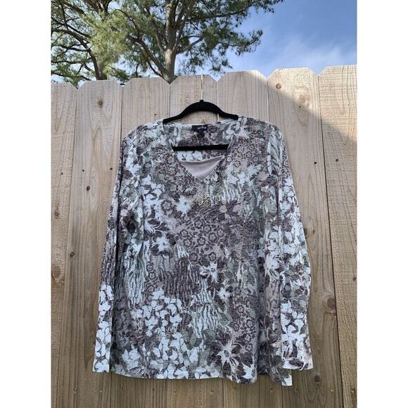 ERIKA Size large green fairy floral sequin embellished spring light silver‎ - Picture 2 of 6